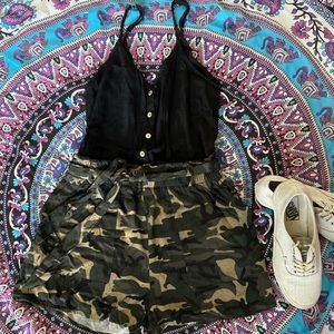 Black and Camo Print Romper